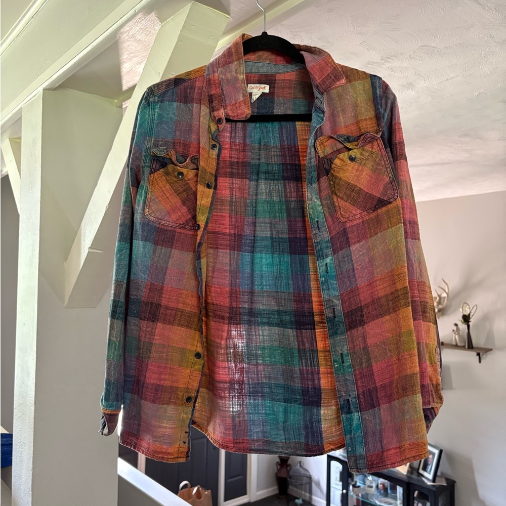 Cat & Jack Red and Blue Casual Button Down Shirt